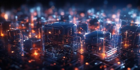 Obraz premium futuristic city with glowing buildings