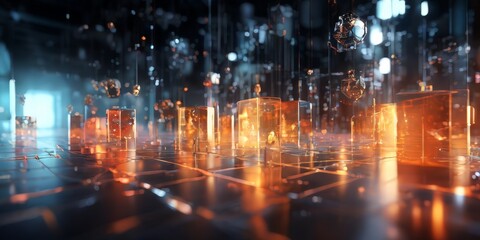 3d city with many buildings