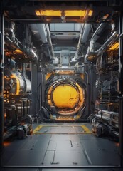 Fototapeta premium large machine room with yellow object