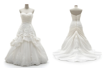 Obraz premium White wedding dress isolated on white background