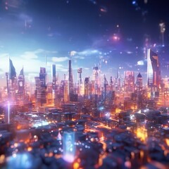Fototapeta premium futuristic cityscape background with