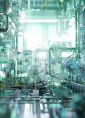 large machine room with many glass bottles