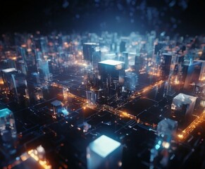 Obraz premium city with many buildings and lights