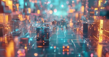 Obraz premium city with lots buildings and lights