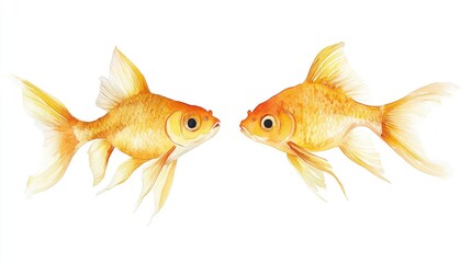 Fototapeta premium Vibrant Watercolor Illustration of Goldfish Showcasing Aquatic Beauty and Colorful Details