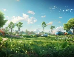 landscape with trees and grass