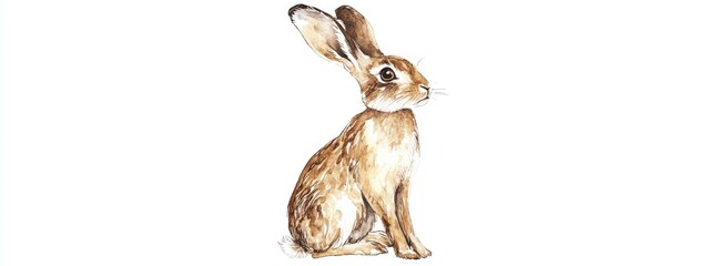 Fototapeta premium Charming Brown Rabbit Illustration: A Delightful Depiction of Nature's Gentle Creature
