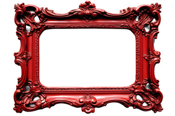 Vintage antique red frame mock up isolated on white background