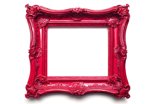 Vintage antique red frame mock up isolated on white background