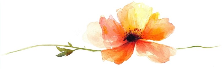 Fototapeta premium Elegant Watercolor Floral Illustration of an Orange Flower