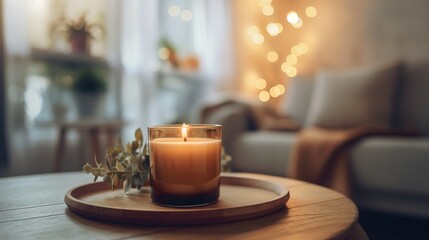 Fototapeta premium Cozy Candlelit Living Room Scene