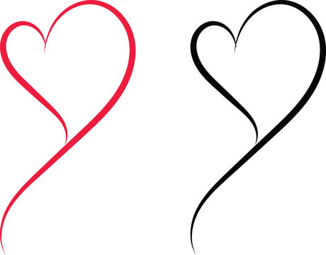 Cute decorative heart icon. Set of love symbols isolated. Heart Black Love Logo Variations. Various simple vector heart love icon. Valentine's Day , medicine concept . Love passion concept design.