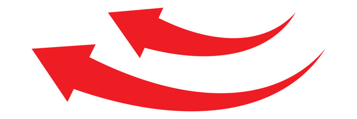 Long curved arrow icon vector. Red long arrow vector. flat style Arrow symbol. Red silhouette of long arrow isolated on white background. vector illustration. 