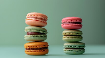 An assortment of colorful macarons