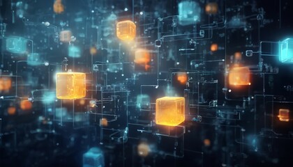 Obraz premium abstract technology background with glowing cubes
