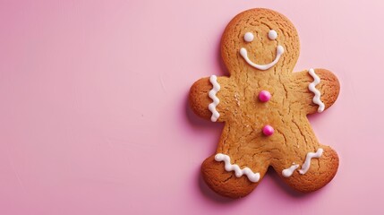 Gingerbread man on an isolated colorful background