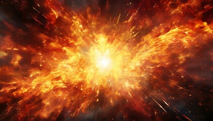 bright explosion fire and sparks