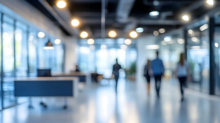 Blurred Business Office Interior with Casual Professionals at Work