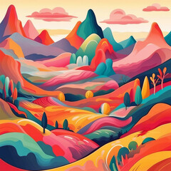 Fototapeta premium colorful landscape illustration background