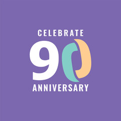 90 Years Anniversary Celebration Vector Template Design Illustration