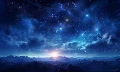 night sky with stars and mountain range