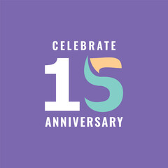 15 Years Anniversary Celebration Vector Template Design Illustration