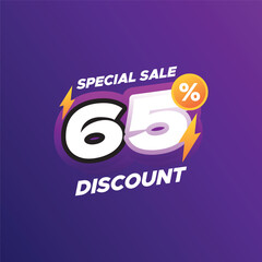 65% discount off Special Sale Vector Template Design Illustration