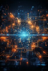 Obraz premium abstract technology background with glowing lines and lights