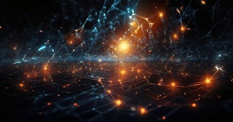 Obraz premium abstract technology background with glowing particles and sparks