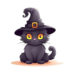 halloween cute cat cartoon character style generative AI.