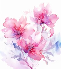 Obraz premium watercolor flowers on white background