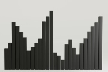 3d render A series of black bars are stacked on top of each other