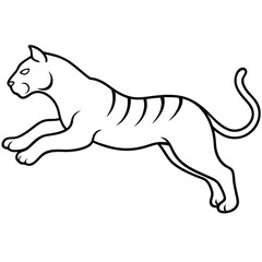 Tiger Wild Animal Style Vector Line Art Illustration.