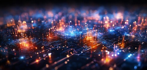 Obraz premium futuristic city with glowing lights