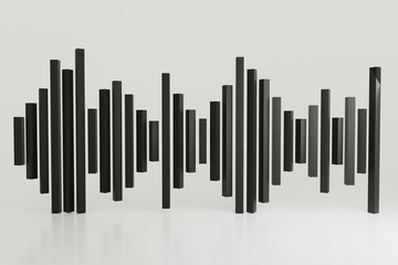 3d render The image is a black and white photo of a series of black and white lines