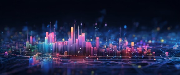 Obraz premium city with neon lights and lines