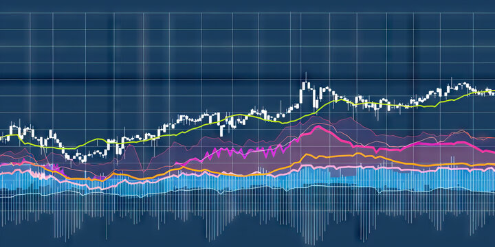 A series of line graphs tracking the stock market performance of top competitors in the same industry, each line a different color for easy comparison.
