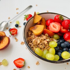 Bowl of Granola with Fresh Berry and Coconut Yogurt