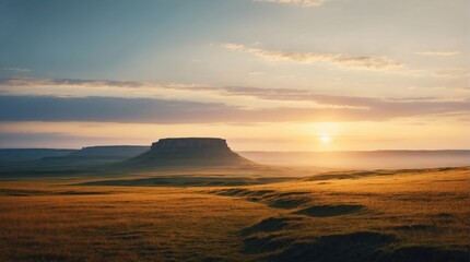 Obraz premium Beautiful afternoon sky, steppe and plateau