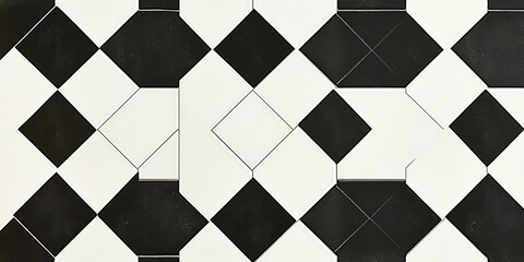 Black and white diamond-shaped tiles.