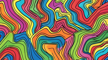 Obraz premium A colorful zigzag doodle, spiraling across the page in a fun, random pattern.