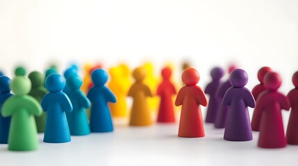 Unity in Diversity: Multicolored Figures Collaborating and Sharing Ideas in a Professional Environment on White Background