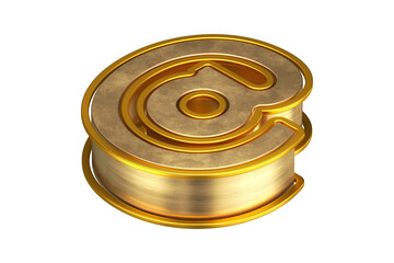 Isometric 3D icon At sign in aged gold. High quality 3D rendering display font suitable for poster, web, advertising and modern design projects.