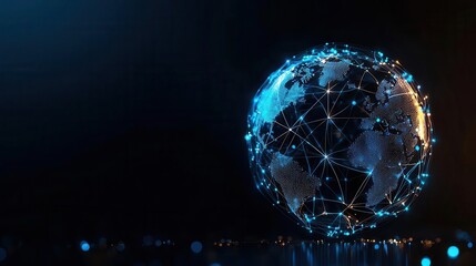 A high-resolution photo of A minimalistic globe with network lines connecting diverse points, symbolizing global collaboration