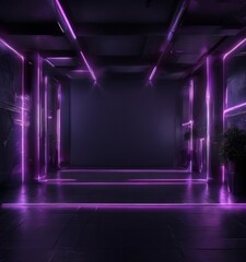 Fototapeta premium dark room with neon light