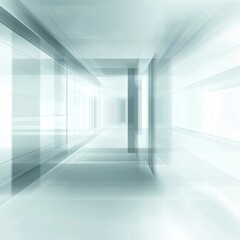 An abstract representation of a modern corridor, conveying a sense of speed and depth with its blurred lines and transparent surfaces.