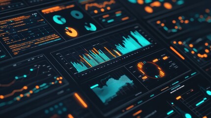 Digital Dashboard Interface with  Graphs and Charts