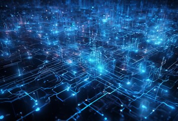 Obraz premium blue circuit with glowing lights