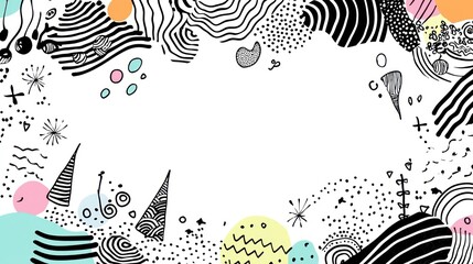 Obraz premium A zigzag doodle forming a border around a piece of text, with whimsical details.