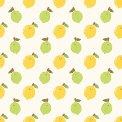 Lemon and Lime Seamless Patterns